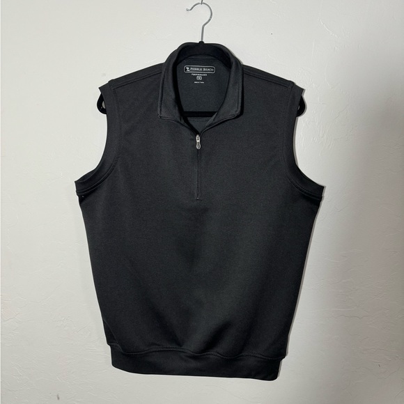 Pebble Beach Men's Performance 1/4 Zip‎ Pullover Golf Vest Medium Black - Picture 1 of 5